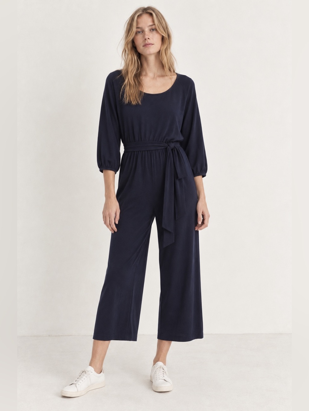 GAP Navy Tie Waist Cropped Wide Leg Jumpsuit NWT Size Medium